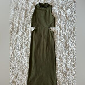 Long green cutout dress